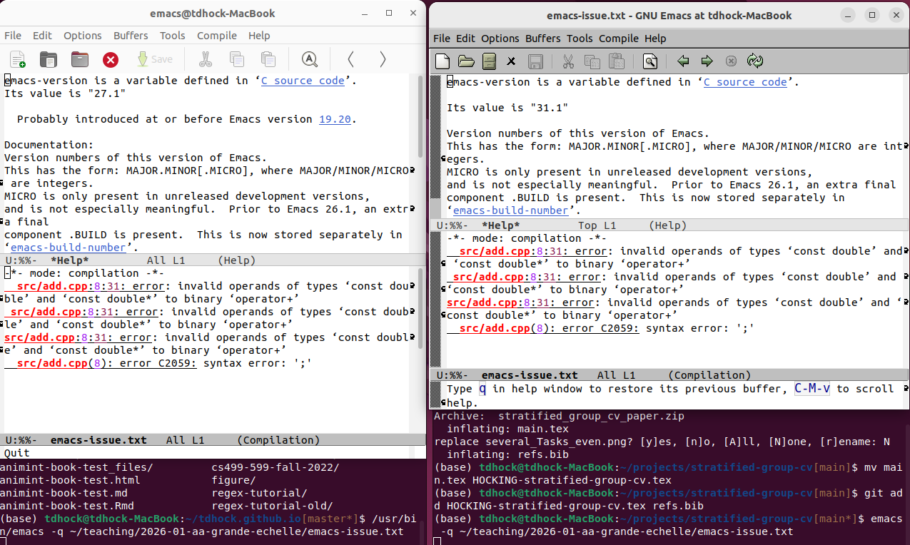emacs 27 vs 31