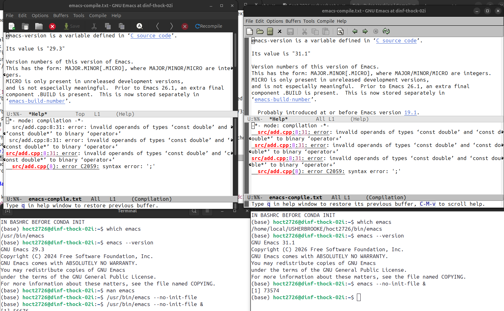 emacs 29 vs 31